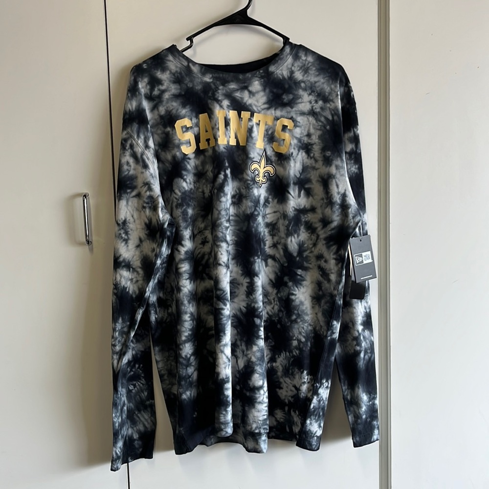 New Orleans Saints football team long sleeve tie-dye shirt. New era brand. XL